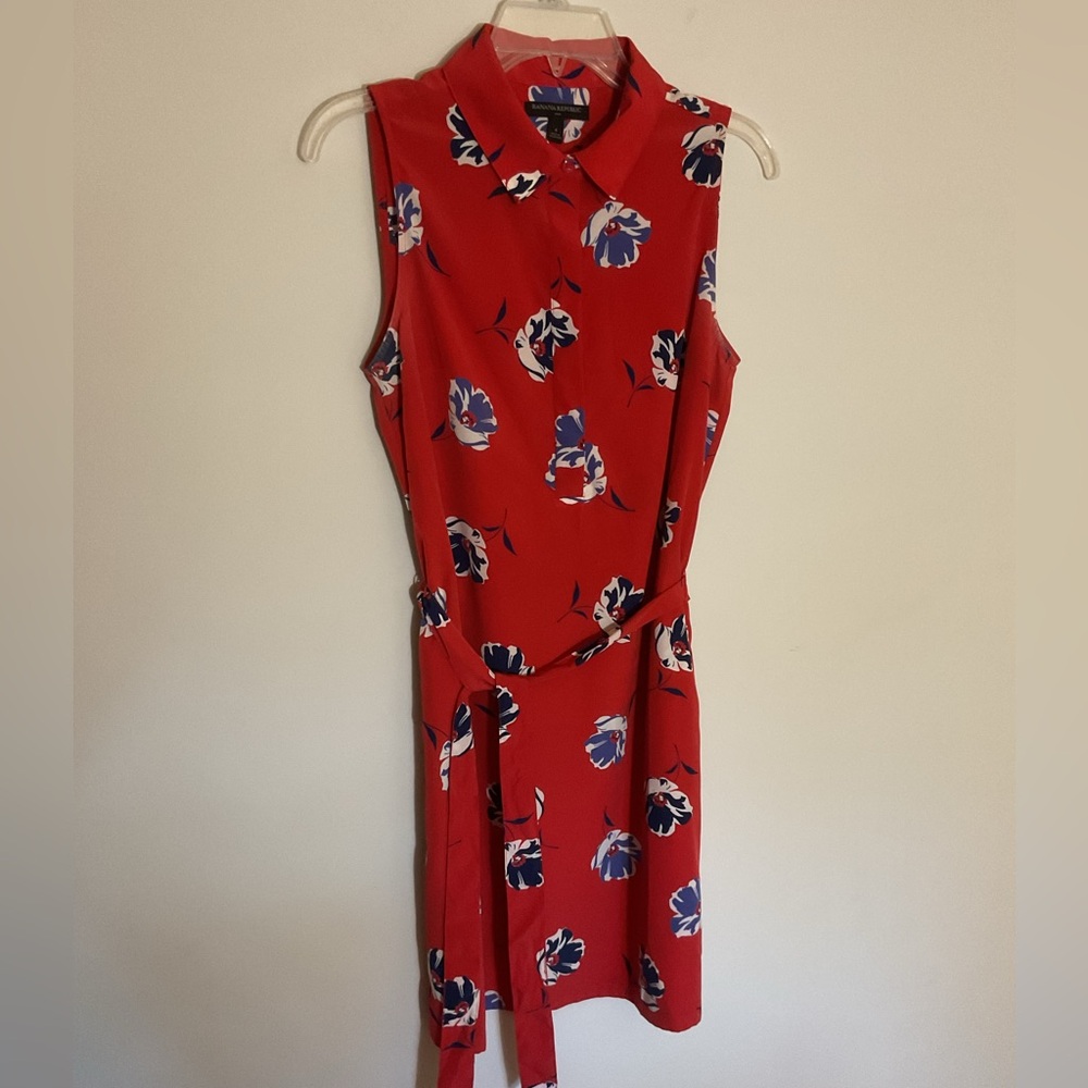 Banana Republic Red Floral Midi Dress